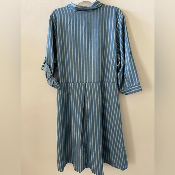 BN Denim Striped Shirtdress Size 24 - Picture 4 of 12